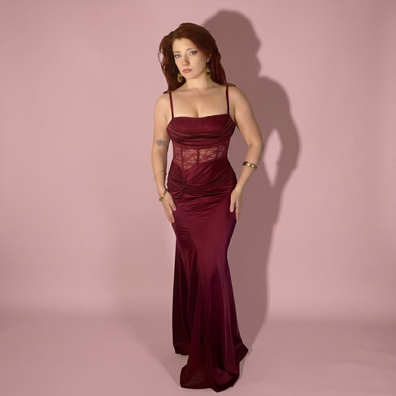 Abito Lungo in Chiffon Rosa