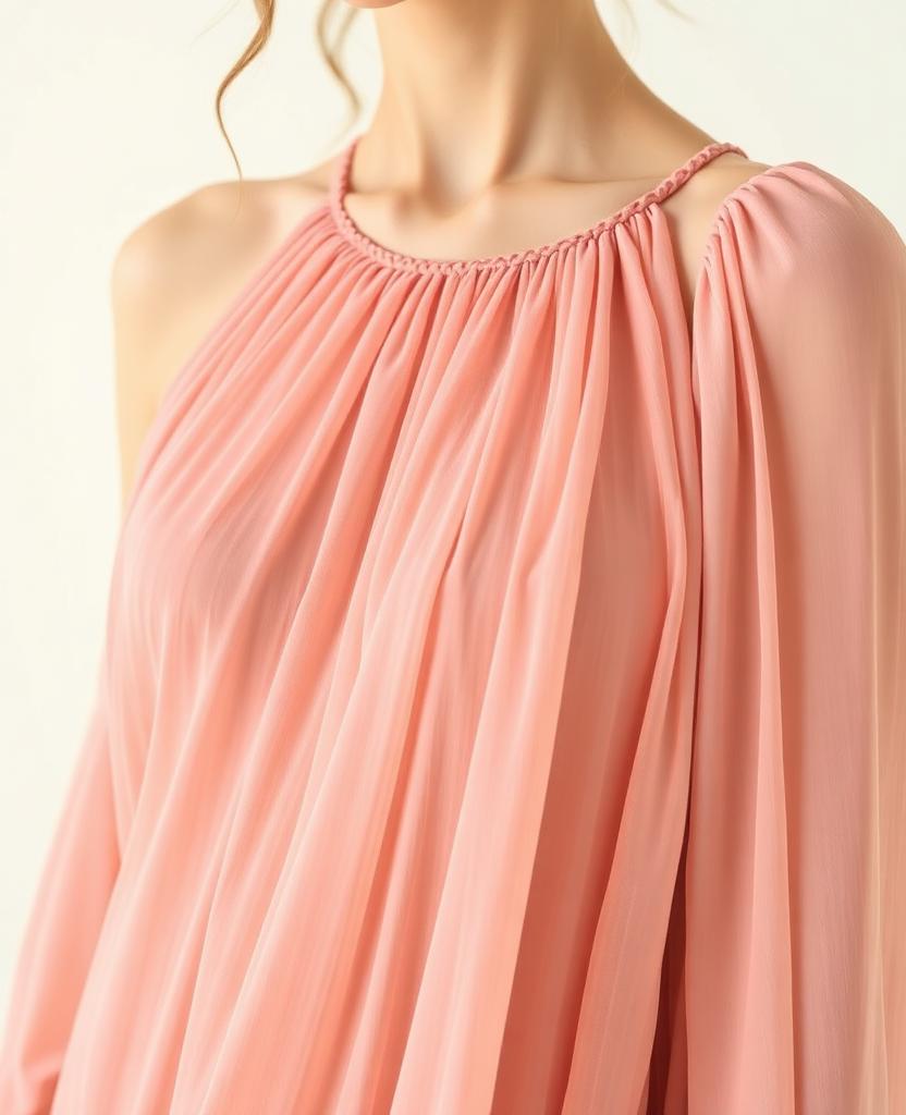 Abito Lungo in Chiffon Rosa